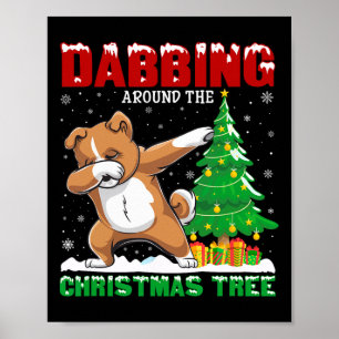 Dabbing runt Julgran Zuchon Hund Julafton Poster