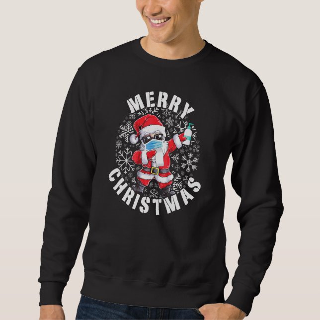 Dabbing Santa Ansikte Mask-jul Lång Ärmad Tröja (Framsida)