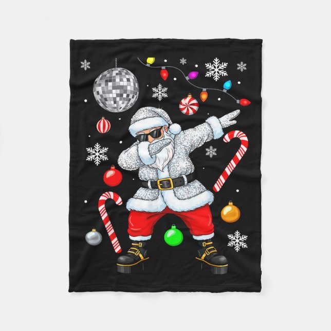 Dabbing Santa Christmas Disco Retro 70s 80s Vibes  Fleecefilt (Framsidan)
