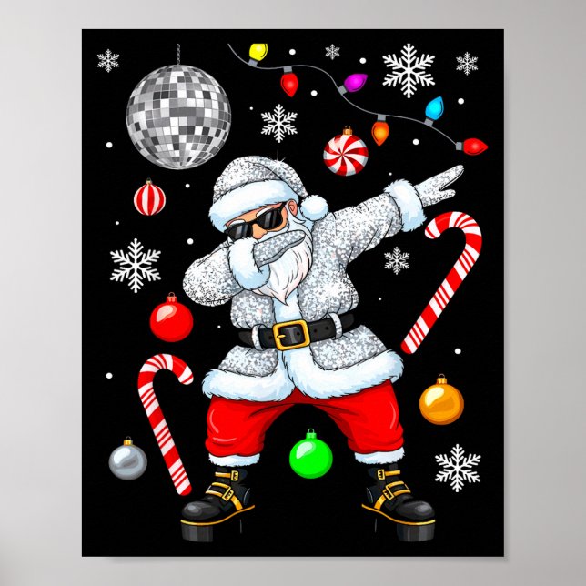 Dabbing Santa Christmas Disco Retro 70s 80s Vibes  Poster (Framsidan)