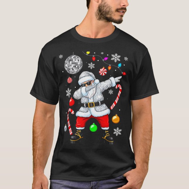 Dabbing Santa Christmas Disco Retro 70s 80s Vibes  T Shirt (Framsida)