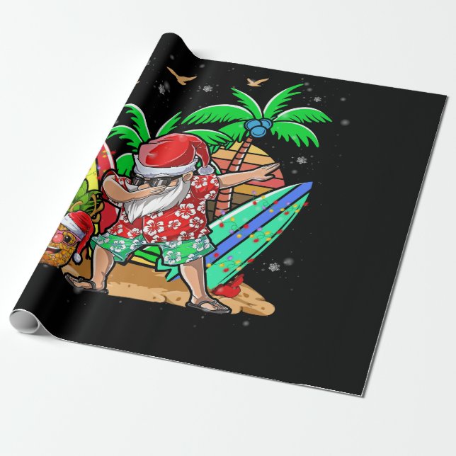 Dabbing Santa Christmas in July Kids Hawaiian Presentpapper (Utrullad)