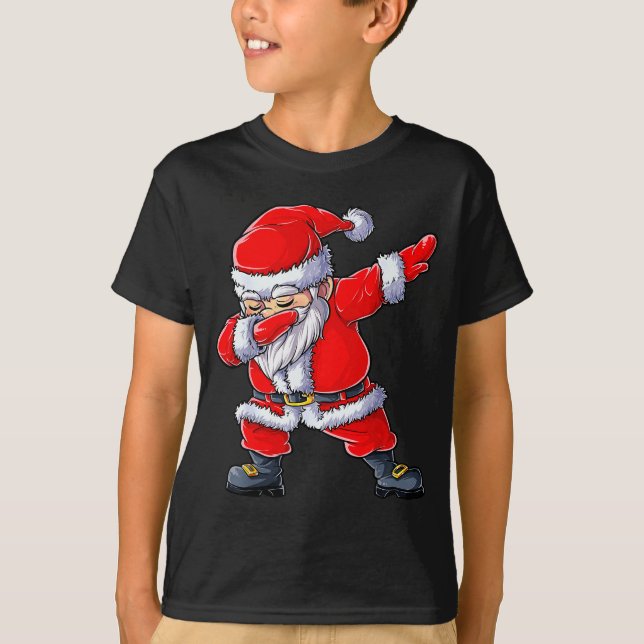 Dabbing Santa Claus Christmas Boys Men Funny Xmas  T Shirt (Framsida)