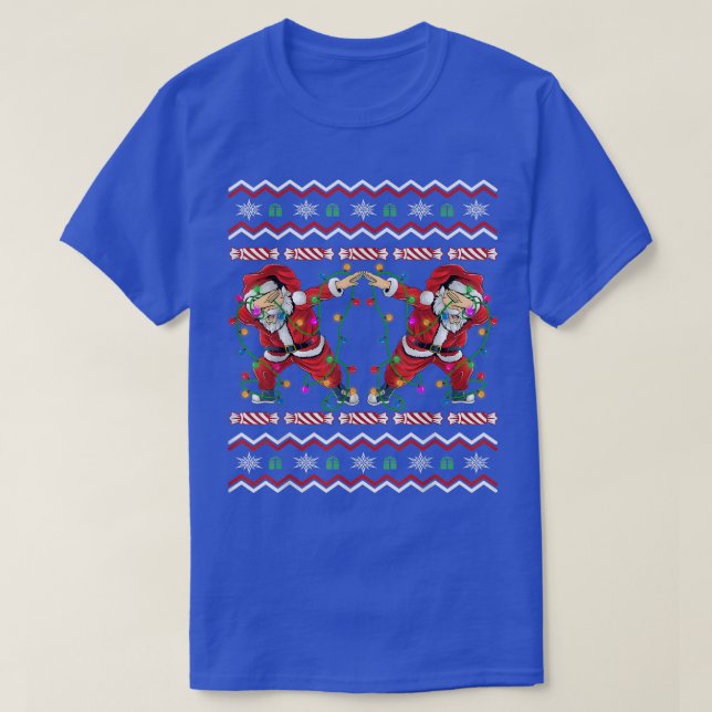 Dabbing Santa Claus Christmas Funny Ugly Xmas  T Shirt (Design framsida)