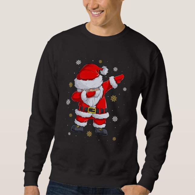 Dabbing Santa Claus Christmas Kids Boys Girls Xmas Lång Ärmad Tröja (Framsida)