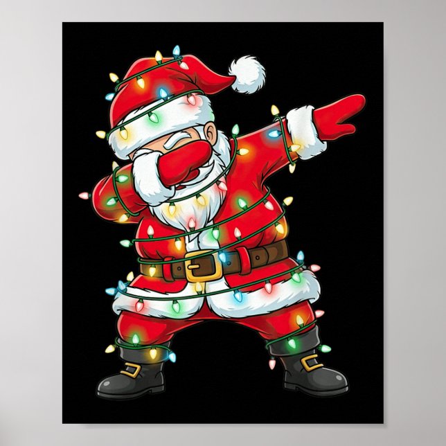 Dabbing Santa Claus Christmas Lights Xmas Dab Men  Poster (Framsidan)