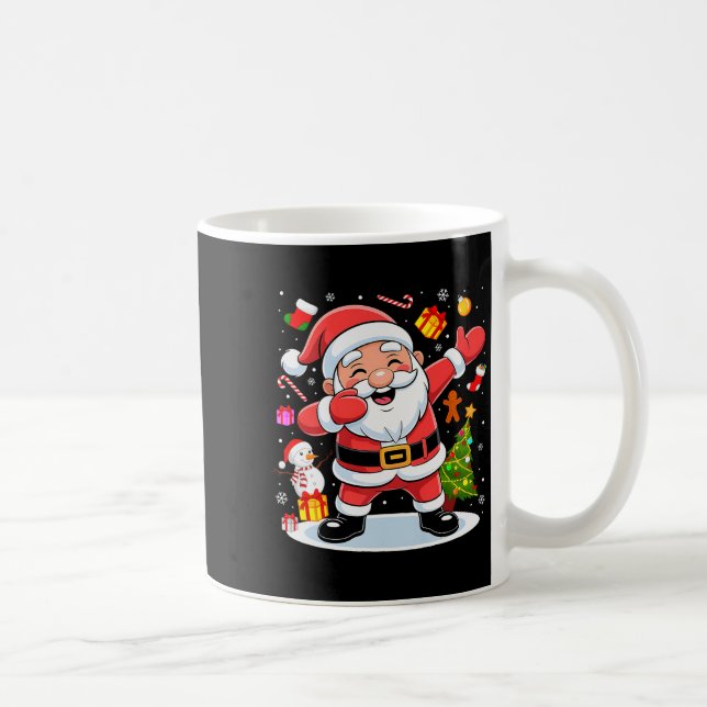 Dabbing Santa Claus Christmas Tree Lights Boys Kid Kaffemugg (Höger)