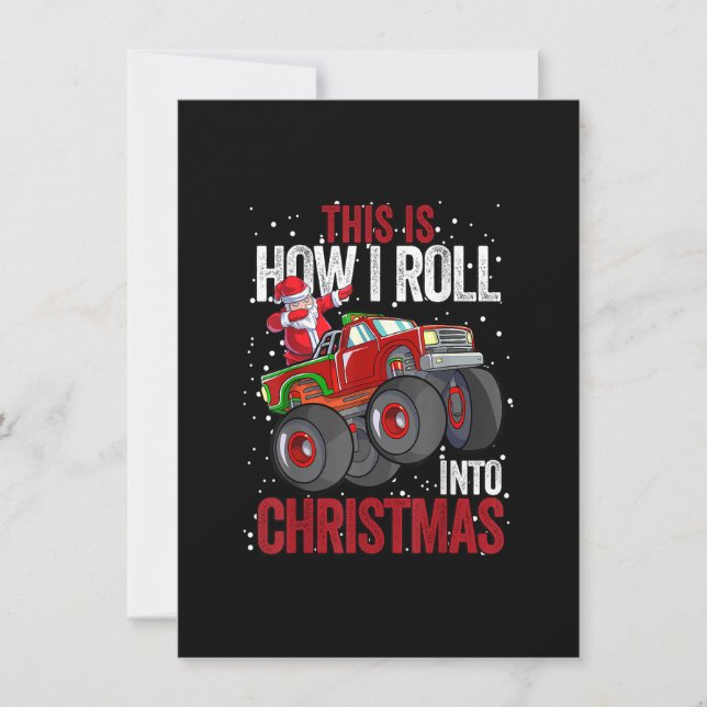 Dabbing Santa Claus Monster Truck Boys Christmas X Inbjudningar (Framsida)