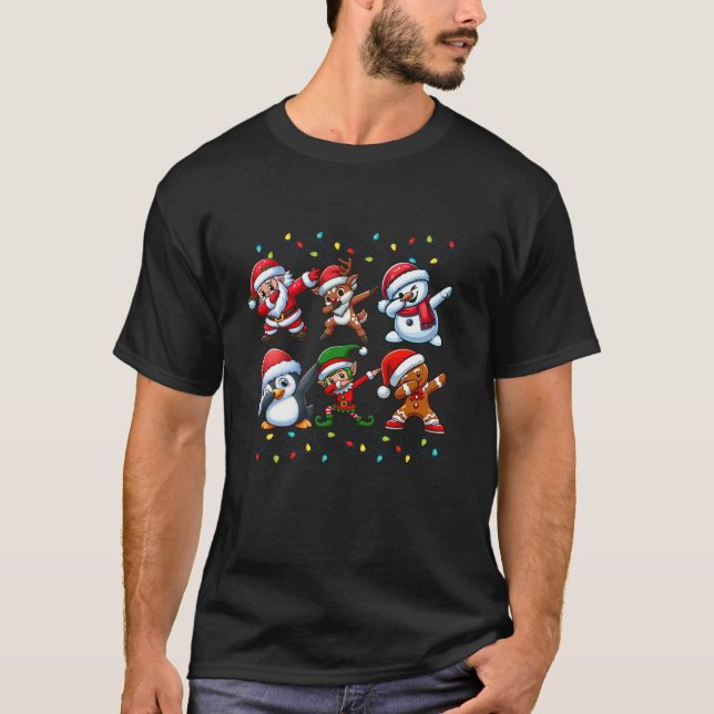 Dabbing Santa Elf Christmas Squad Boys Girls Holid T Shirt (Framsida)