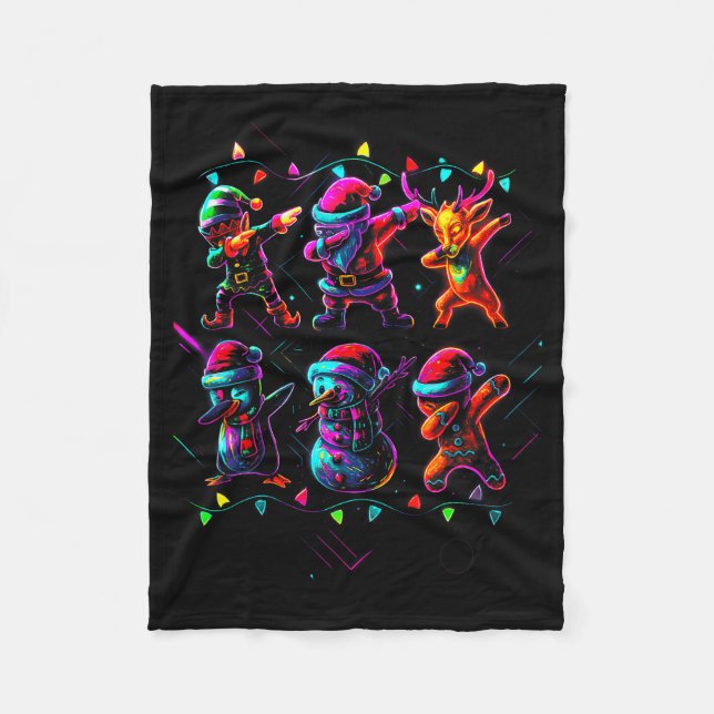 Dabbing Santa Elf Friends Christmas Boys Girls Men Fleecefilt (Framsidan)