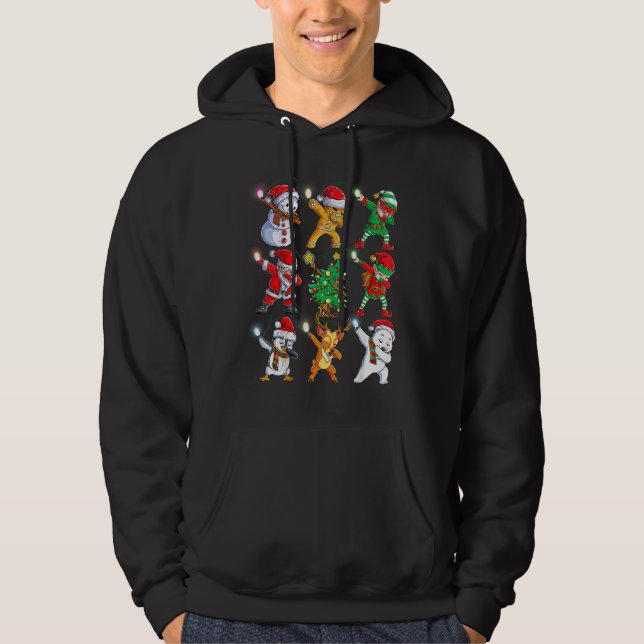 Dabbing Santa Elf Friends Christmas Boys Girls Men Hoodie (Framsida)