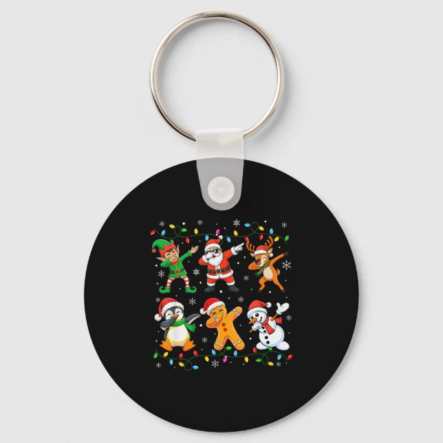 Dabbing Santa Elf Friends Christmas Boys Girls Men Nyckelring (Framsida)