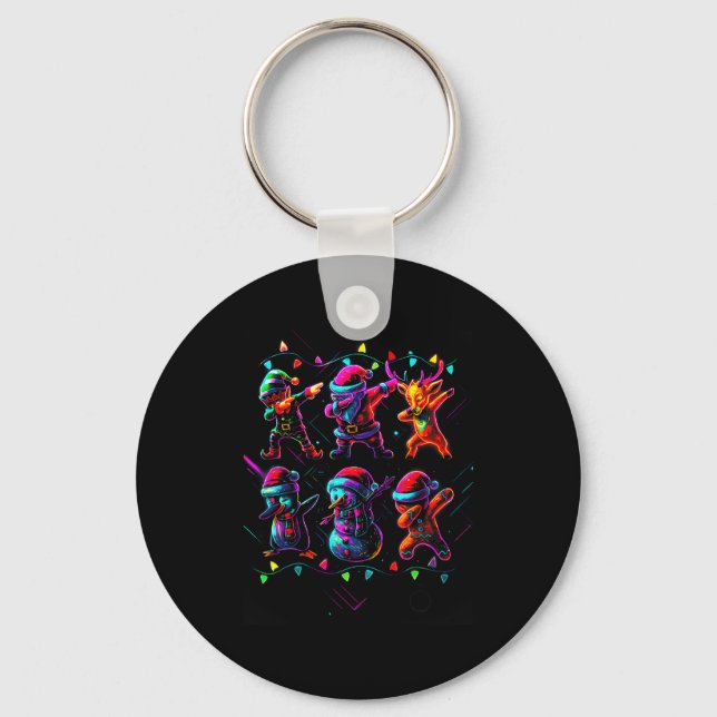 Dabbing Santa Elf Friends Christmas Boys Girls Men Nyckelring (Framsida)