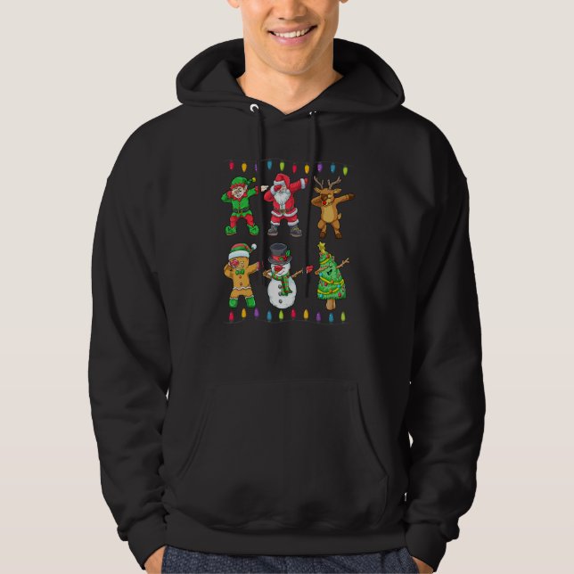 Dabbing Santa Elf Friends Christmas Boys Men  Xmas Hoodie (Framsida)