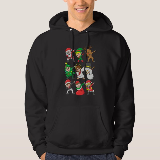 Dabbing Santa Elf Friends Christmas Kids Boys Men  Hoodie (Framsida)