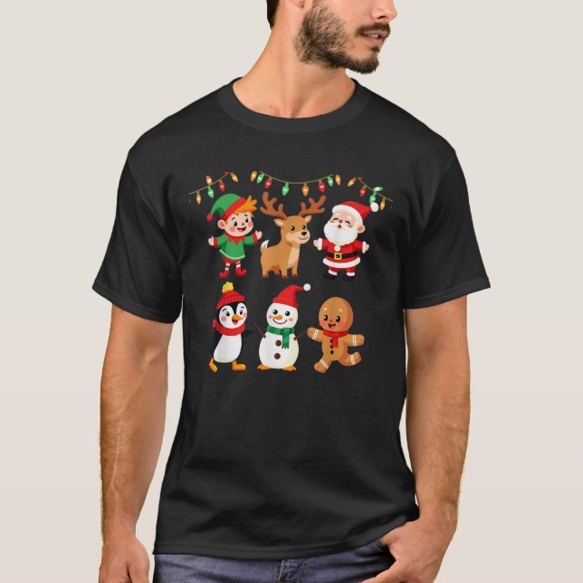Dabbing Santa Elf Friends Christmas Squad Pajama  T Shirt (Framsida)