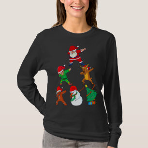 Dabbing Santa Elf Friends jul Boys Funny Xma T Shirt