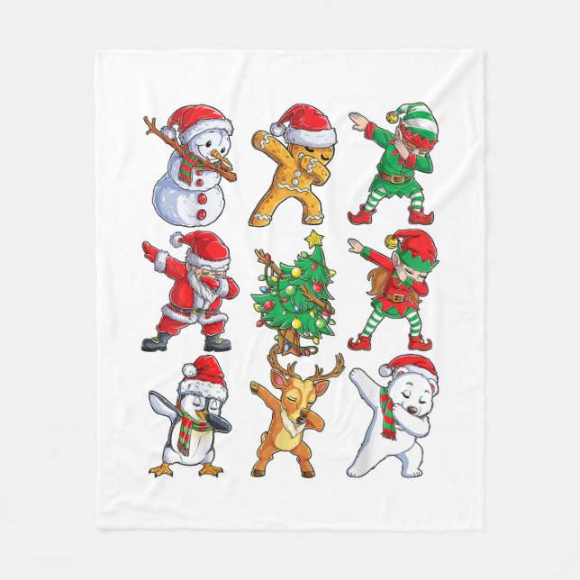 Dabbing Santa Elf Friends jul Boys Girls Manar Fleecefilt (Framsidan)