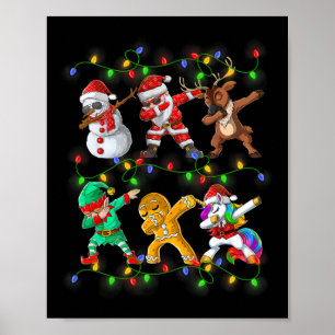 Dabbing Santa Elf Friends jul Boys Girls Manar Poster