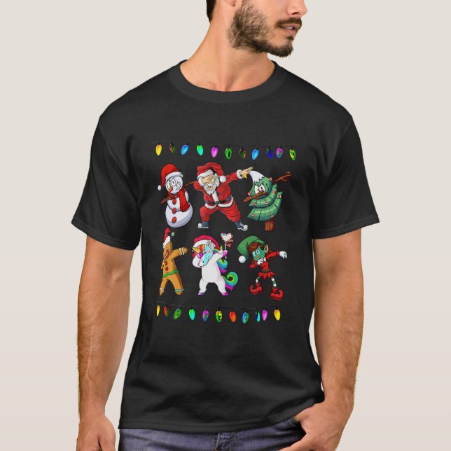Dabbing Santa Elf Friends jul Boys Girls Manar T Shirt (Framsida)