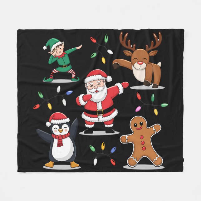 Dabbing Santa Elf Friends jul Julafton Dab Fleecefilt (Framsidan (Horisontell))