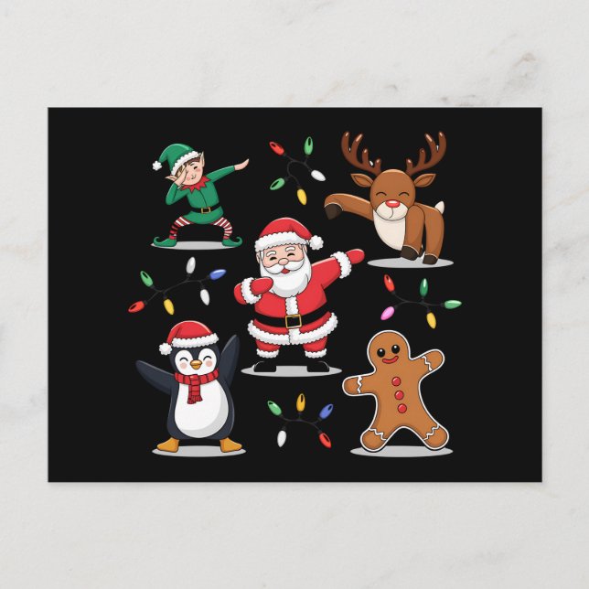 Dabbing Santa Elf Friends jul Julafton Dab Helg Vykort (Framsida)