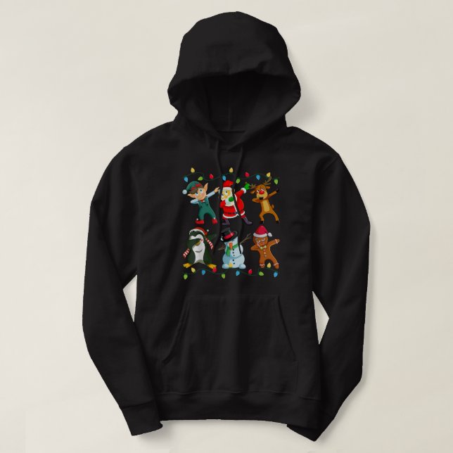 Dabbing Santa Elf Friends jul Kids Boys Manar Hoodie (Design framsida)