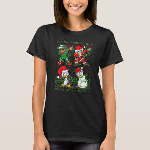 Dabbing Santa Elf Friends Julafton Ljus Ugly Chris T Shirt