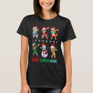 Dabbing Santa Elf Friends Merry Kristus mask Kids T Shirt