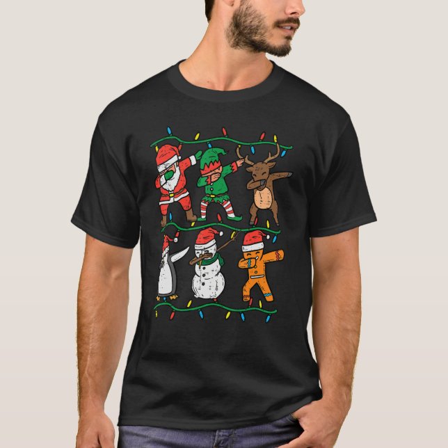 Dabbing Santa Elf Penguin Xmas Christmas Boys Kids T Shirt (Framsida)