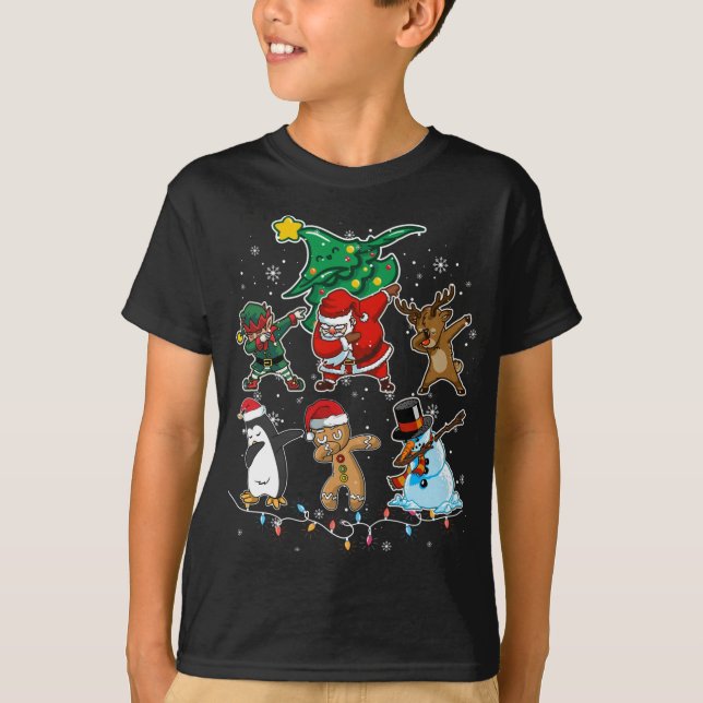 Dabbing Santa Elf Reindeer and Friends S T Shirt (Framsida)