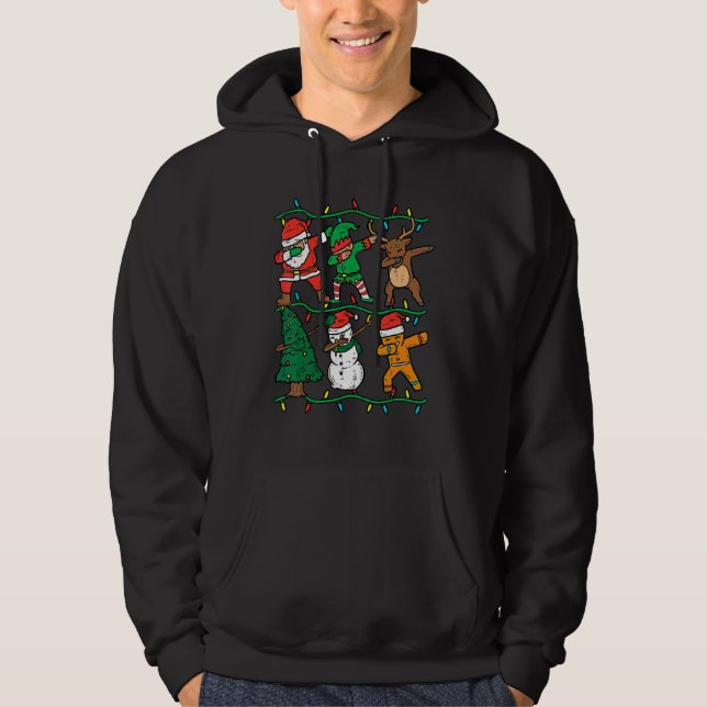 Dabbing Santa Elf Reindeer Dab Xmas PJs Christmas  Hoodie (Framsida)