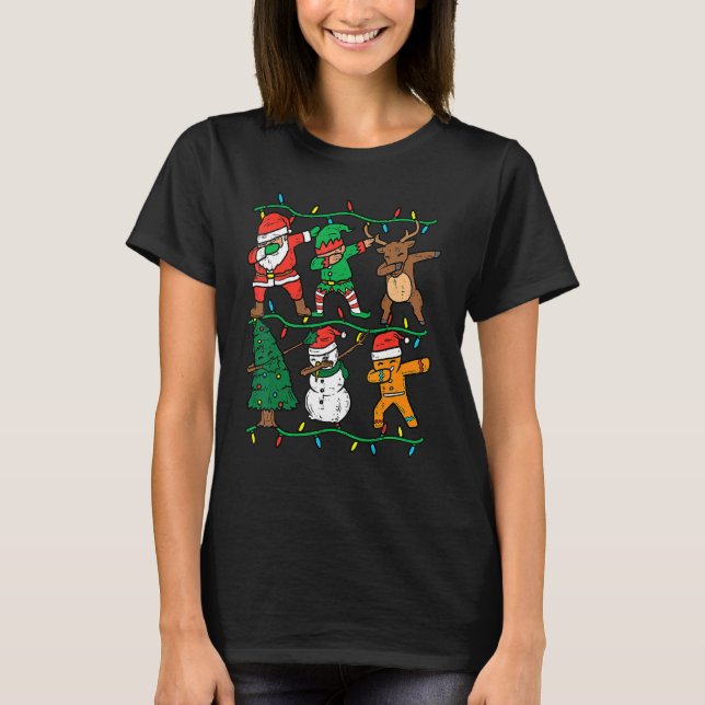 Dabbing Santa Elf Reindeer Dab Xmas PJs Christmas  T Shirt (Framsida)