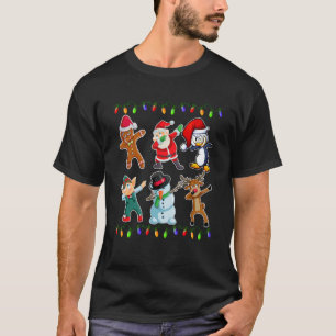 Dabbing Santa Elf Reindeer Gingerbröd Penguin Xma T Shirt