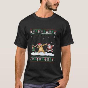 Dabbing Santa Elf Savannah Cat Girls Boys Kids Chr T Shirt