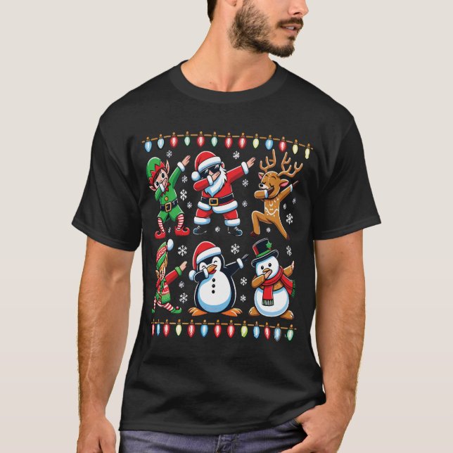 Dabbing Santa & Elf Squad - Roligtens julgåva T Shirt (Framsida)
