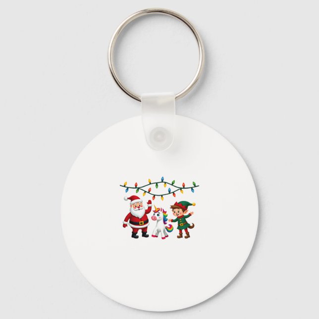 Dabbing Santa Elf Unicorn Christmas Kids Boys Men  Nyckelring (Framsida)