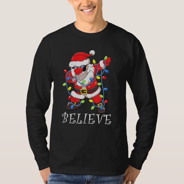 Dabbing Santa Facemask Sunglasses Garland Tro T Shirt (Framsida)