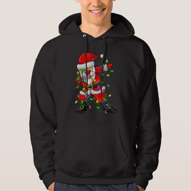 Dabbing Santa for Boys Girls Christmas Tree Lights Hoodie (Framsida)