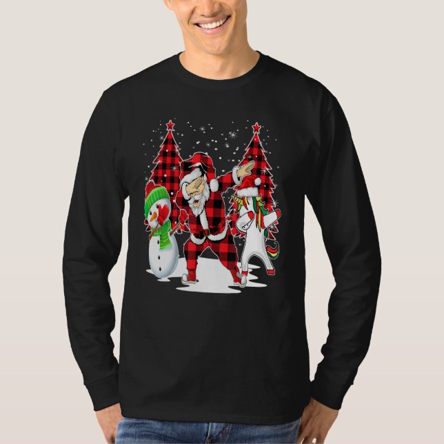 Dabbing Santa Friends Träd Buffalo Play jul T Shirt (Framsida)