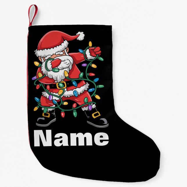 Dabbing Santa Funny Personalized Christmas Gift Liten Julstrumpa (Framsidan)