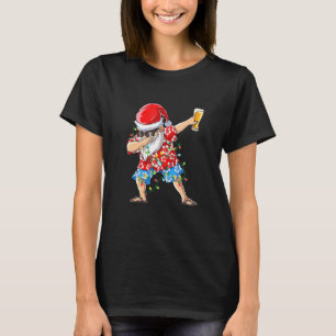 Dabbing Santa Hawaiian Julafton Beer Drinking För T Shirt