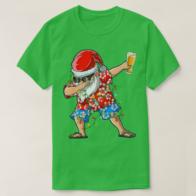 Dabbing Santa Hawaiian Julafton Beer T T Shirt (Design framsida)