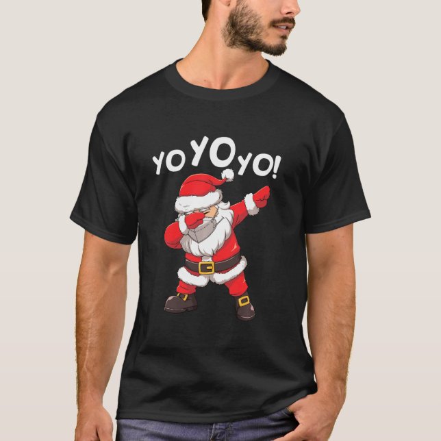 Dabbing Santa in Ansikte Mask Yo Funny Christma T Shirt (Framsida)
