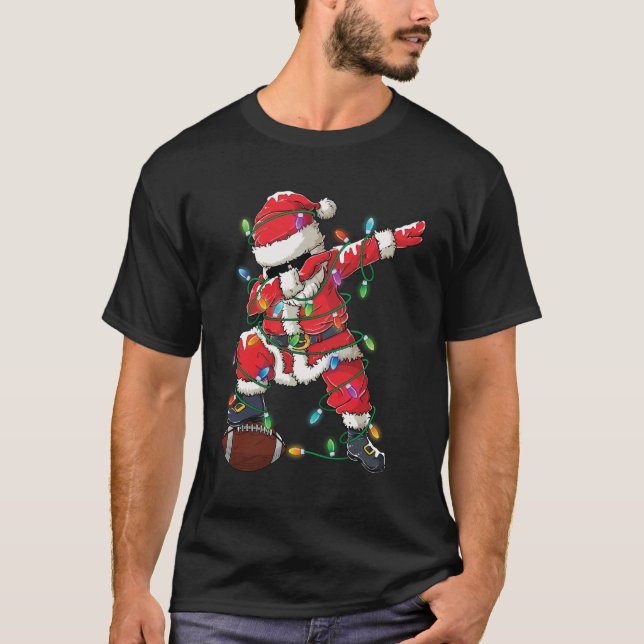 Dabbing Santa Julafton Ljus-fotbollsjul T Shirt (Framsida)