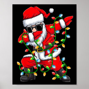 Dabbing Santa Julafton Ljus Girls Boys Kids Christ Poster