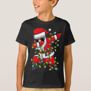 Dabbing Santa Julafton Ljus Girls Boys Kids Christ T Shirt