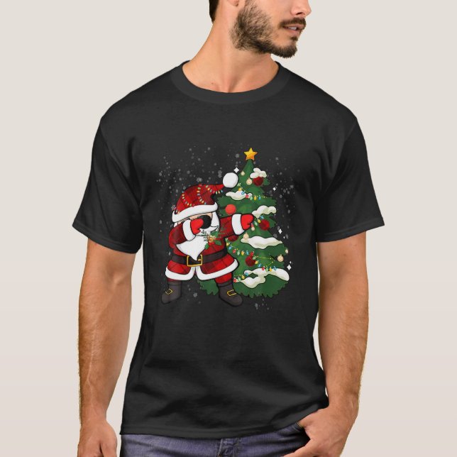 Dabbing Santa Julgran Ljus Julafton Tee (Framsida)