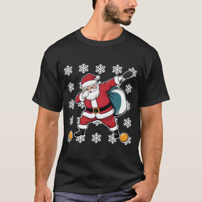 Dabbing Santa Pickleball Paddle Julafton T Shirt (Framsida)
