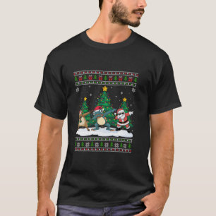 Dabbing Santa Reindeer Frog Träd Ljus Ugly Julafto T Shirt